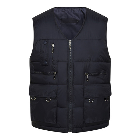 Winter Men Cotton Warm Vest Waistcoat Male Sleeveless Jacket With Many Pockets Vest Casual Baggy Zipper For Man Plus Size CYL48 ► Photo 1/6