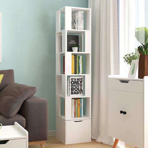 Rotating Bookshelf Floor Shelf Simple Bookcase Student Creative Multifunctional Living Room Storage Cabinet ► Photo 1/5