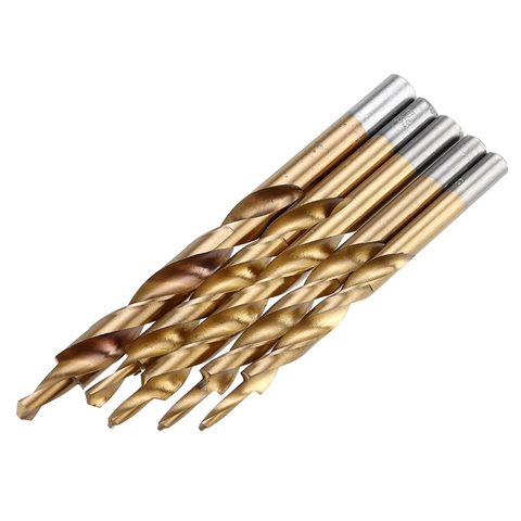 5Pcs Titanium Coating Twist Step Drill Bits for Manual Pocket Hole Jig Master System 8-4/9-5/10-5/10-6/12-8mm Woodworking Tool ► Photo 1/1