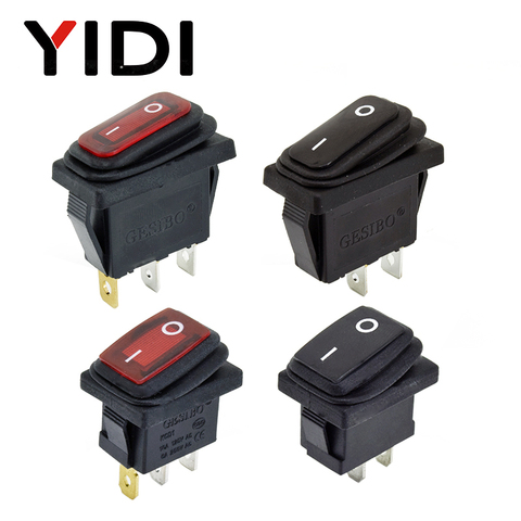 12V 220V Red LED Light 10A 250V AC Waterproof Rocker Switch 3 Pin SPST ON OFF Car Dashboard Boat Marine KCD1 Rocker Switch ► Photo 1/6