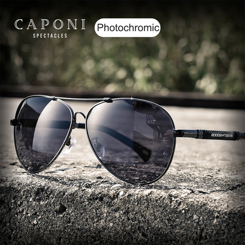 CAPONI Pilot 2022 Sunglasses Men Photochromic UV Cut Men's Sun Glasses Driving Polarized Lenses Sun Shades For Male BS9812 ► Photo 1/6