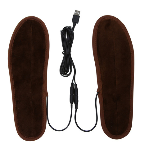 New USB Electric Powered Plush Fur Heating Insoles Winter Keep Warm Foot Shoes data line + Insole For Men And Women 1Pair ► Photo 1/6