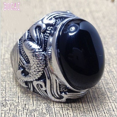 Best-selling new men's silver ring 925 Sterling Silver Ring  set with natural stones silver ring for men  Thai silver Man‘s ring ► Photo 1/6