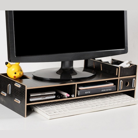 Wooden Monitor Holder Bracket Computer Stand Desktop Storage Shelf Laptop Stand Screen Rack Desk PC Riser Organizer 48*20*12.3cm ► Photo 1/6