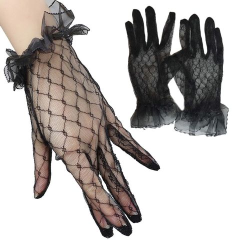 Bridal Lace Net Yarn Gloves Wrist Length Gloves Finger Short Wedding Accessories ► Photo 1/6