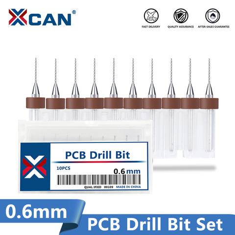XCAN 10 Pcs/set 0.6mm Import Carbide PCB Drill Bits, Print Circuit Board Mini CNC Drilling Bit Set ► Photo 1/6