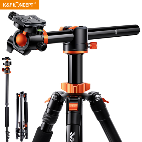 K&F Concept 72 Inch Camera Tripod, S211 Transverse Center Column Aluminium DSLR Vlog Video Tripod with 360 Degree Ball Head ► Photo 1/6