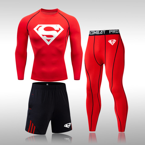 Tracksuit Men Sports Suit Gym Fitness Compression Clothes Running Jogging Sportwear Exercise Workout Rashguard Superman Tights ► Photo 1/6