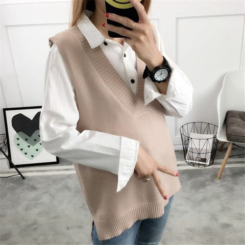 2022 Women Sweater Spring Autumn Wool Vest Sleeveless O-Neck Knitted Vests Long Sections Poullover Vest Female Jumper Pull Femme ► Photo 1/6