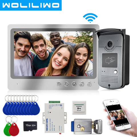 Wifi Video Intercom System 9''Screen Doorphone Record System White Light Night Vision RFID Unlock Doorbell Camera  Remote Unlock ► Photo 1/6