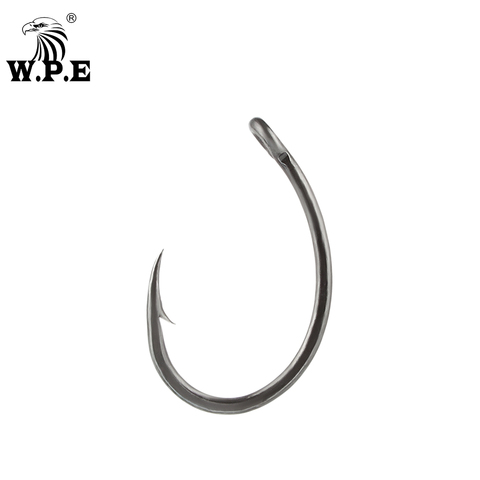 W.P.E 3pack/5pack TEFLON Coating Fishing Hook 4/6/8# High Carbon Steel Barbed Wide Gape Curve Shank Carp Fishing Hook Hair Rig ► Photo 1/6