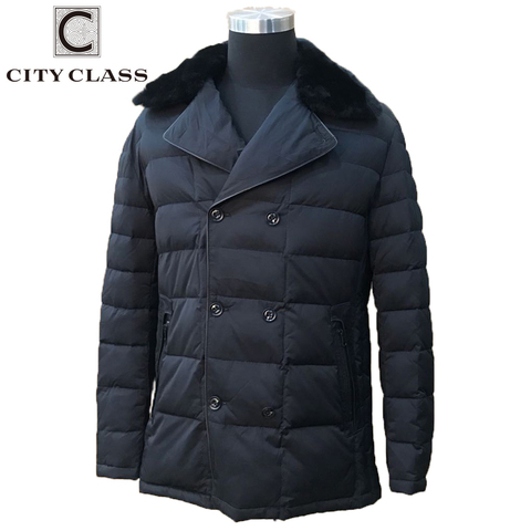 CITY CLASS New Fashion Men Parkas Long Coat Removable Rex Hair Collar Hot Winter Jacket Coat Outwear Warm for Men Top Sale 6100 ► Photo 1/6