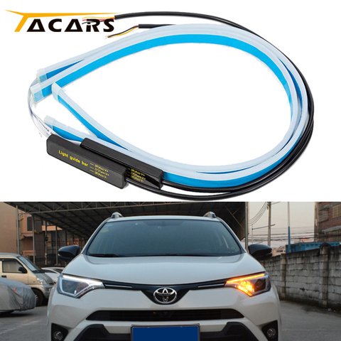 2pcs Waterproof Flexible Universal Car LED DRL Daytime Running Light Flow Runs Headlight LED Strip Brake Turn Signal Light ► Photo 1/6