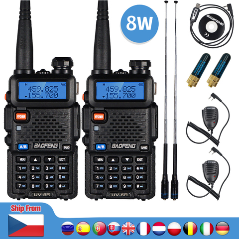 2pcs Real 8W Baofeng UV-5R Walkie Talkie UV 5R High Power Amateur Ham CB Radio Station UV5R Dual Band Transceiver 10KM Intercom ► Photo 1/6