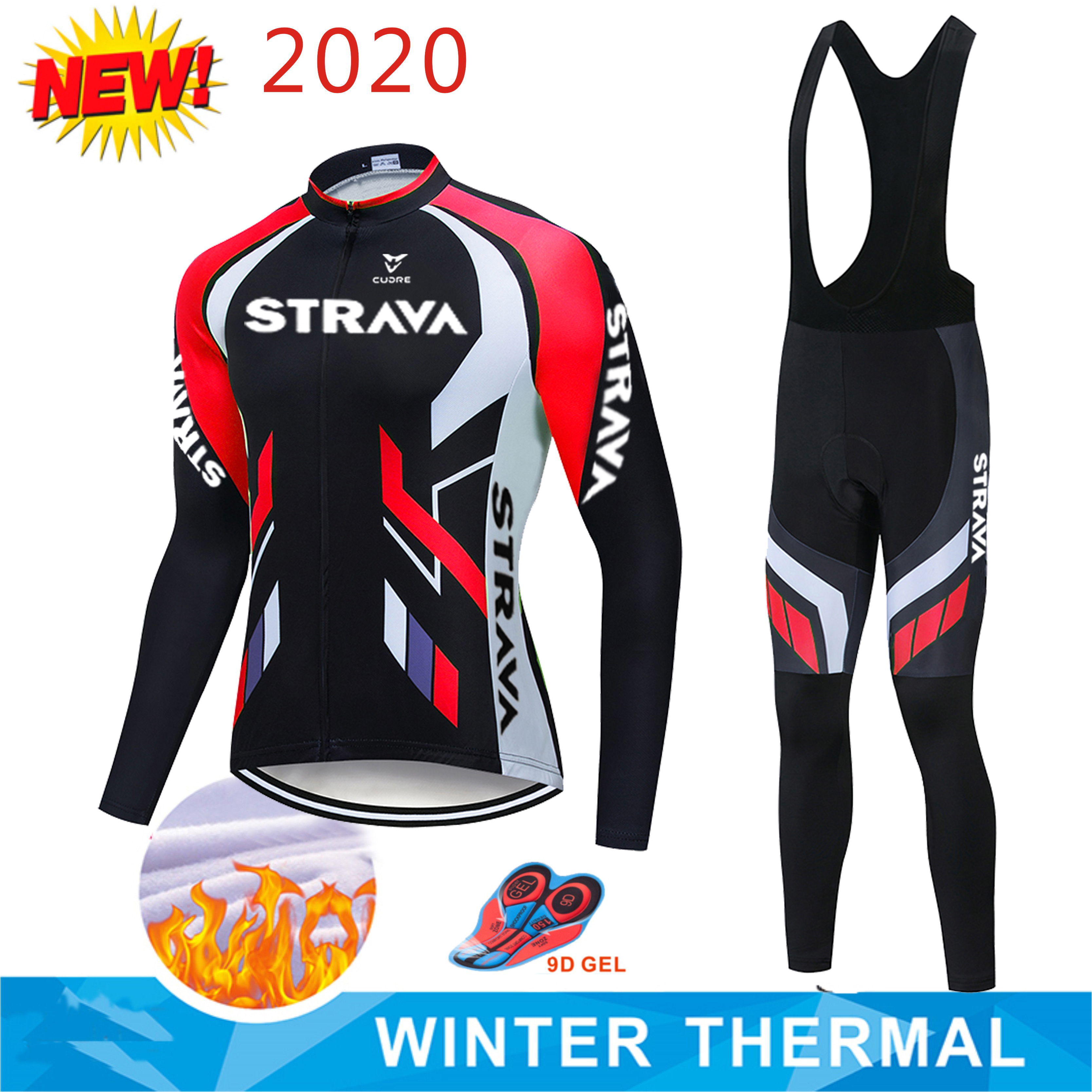 2021 Mens Mtb Cycling Winter Thermal Fleece long sleeve jersey Bib Pants K 