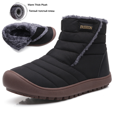 Fotwear Winter Men Snow Boots Thick Plush Warm Ankle Boots Unisex 36-46 Outdoor Fur Male Sneakers Waterproof Mens Rubber Boots ► Photo 1/6