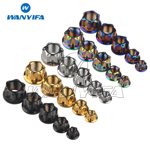 Wanyifa Titanium Nut M6 M8 M10 M12 1.25 Pitch M14 1.5 Pitch M16 1.5 Pitch Torx Flange Nut Hexagon Titanium Nuts Ti Fastener ► Photo 1/6