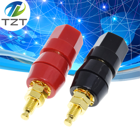 TZT 1pair(black+red) Terminals Red Black Connector Amplifier Terminal Binding Post Banana Speaker Plug Jack Adapter Socket ► Photo 1/6