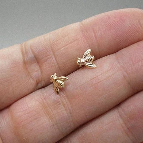 2022 Hot Sale 1 Pair Cute Tiny Bee Earring Jewelry Rose Gold/Silver Plated Honey Bee Earrings Stud Unique Earrings Jewelry Women ► Photo 1/1