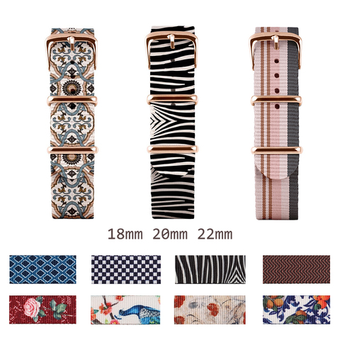 Premium Nylon Zulu Nato Strap 18mm 20mm 22mm Canvas Belt Watch Strap Men Women Colorful Printed Watchband Global Free Shipping ► Photo 1/2