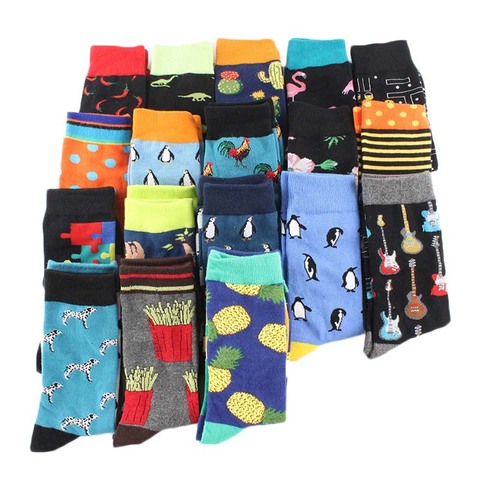 Hip Hop Happy Funny Socks Men Chili Penguin Flamingo Monkey Sushi Pizza Pineapple Socks Harajuku Crew Sokken Unisex Skateboard ► Photo 1/6