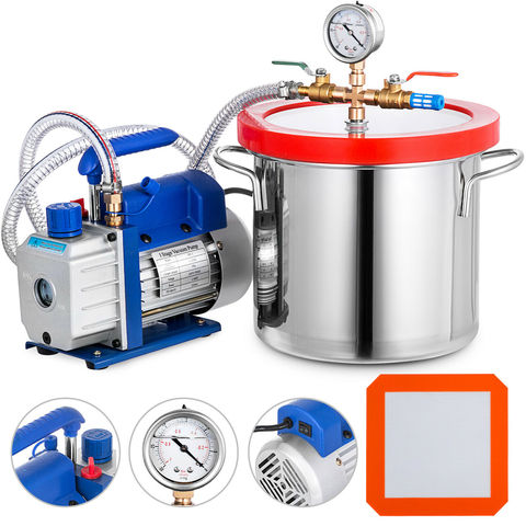 2 Gallon Chamber Kit with 3CFM Vacuum Pump Controlled Degassing Gauge ► Photo 1/6