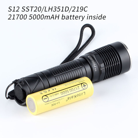 Convoy S12 flashlight with luminus sst20,nichia 219C, LH351D, with 21700 lithium battery ► Photo 1/4