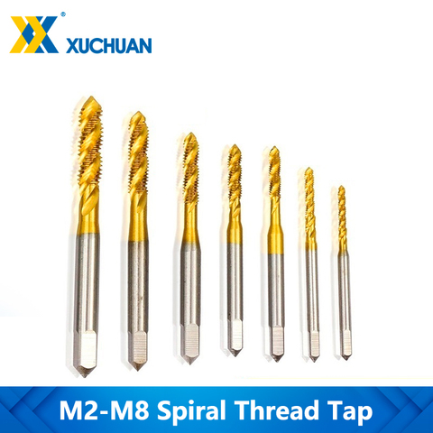 1pc Metric Thread Tap M2-M8 High Speed Steel 6542 Screw Tap Drill TiN Coating Spiral Machine Tap ► Photo 1/6