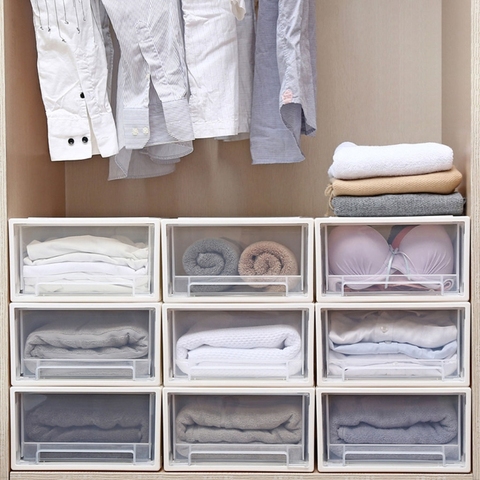 Plastic drawer type clothes storage box transparent underwear socks bra makeup organizer storage box storage drawer organizer ► Photo 1/6