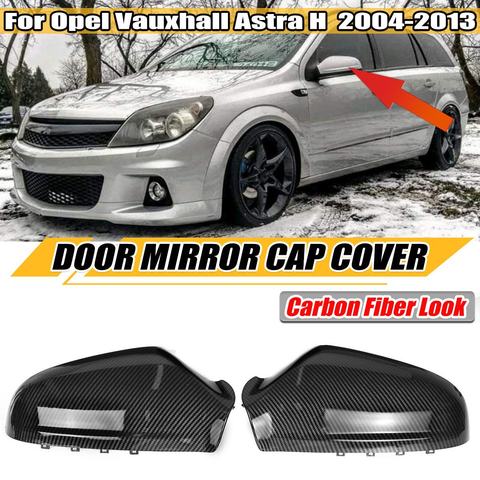 2X Carbon Fiber Look Car Side Door Wing Rear View Mirror Cover Rearview Mirror Cover For Opel For Vauxhall For Astra H 2004-2013 ► Photo 1/6