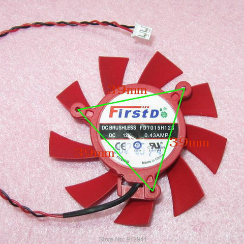 R100a Firstdo FD7015H12S 65mm Graphics / Video Card VGA Cooler Fan Replacement 39mm 12V 0.43A 2Wire 2Pin for ATI HD5750 HD5770 ► Photo 1/3