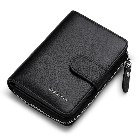WILLIAMPOLO Man Walet Genuine Leather Hasp Closure Card Holder Small Bag With Gift Box for Men Card Wallet Men's Wallet PL319 ► Photo 1/6
