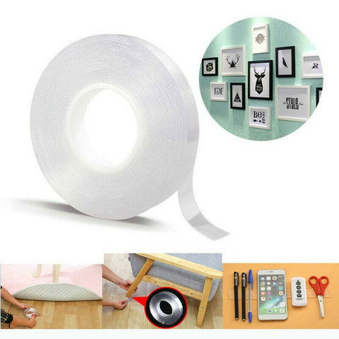 1/2/3/5m Reusable Double-Sided Adhesive Nano Transparent Tape Removable Sticker Washable Adhesive Loop Disks Tie Glue Gadget ► Photo 1/6