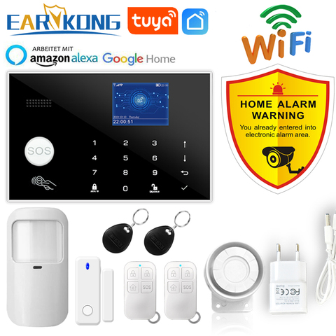 Wifi GSM Alarm System Tuya Alarm 433MHz Wireless & Wired Detector Burglar Alarms RFID Card TFT LCD Touch Keyboard 11 Languages ► Photo 1/6