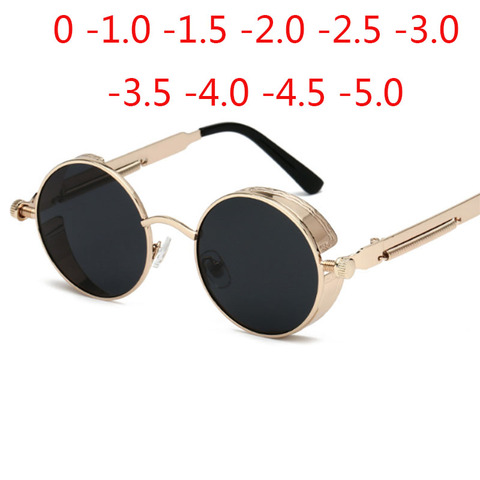 Gold Metal Polarized Sunglasses Gothic Steampunk Vintage Shield Eyewear Shades Prescription Sunglasses 0 -0.5 -1.0 -2.0 To -5.0 ► Photo 1/6