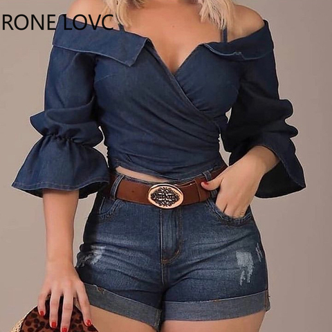 Women Solid  Color Flared Sleeve Blouse Women Spring Tops and Blouses ► Photo 1/4
