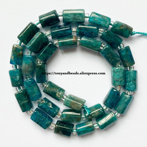 7'' Natural Faceted Blue Apatite Cylinder Spacer Stone Beads For Jewelry DIY Making ► Photo 1/1