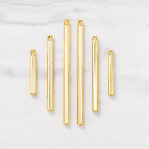 10PCS 15MM 25MM 35MM Thickness 2MM 24K Gold Color Plated Brass Round Rods Charms Pendants High Quality Diy Jewelry Accessories ► Photo 1/4