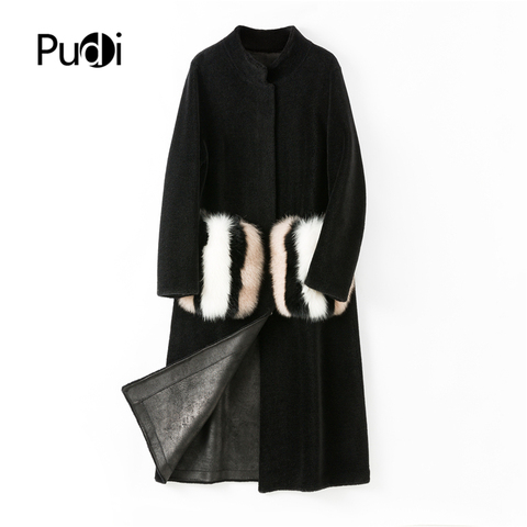 Pudi women winter Real wool fur coat jacket over size parka lady fashion natural fox fur pocket coats outwear H68290 ► Photo 1/5