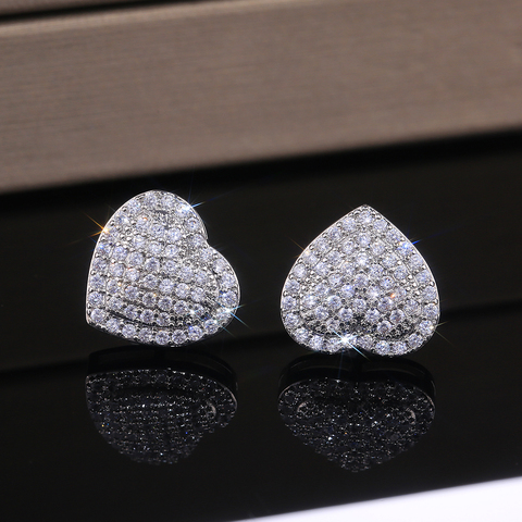 Huitan Classic Design Dazzling Heart Stud Earrings for Women High Quality Romantic Female Accessories Timeless Styling Jewelry ► Photo 1/6