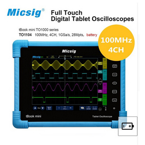 Micsig Digital Oscilloscope TO1104 100MHz 4CH 28Mpts portable oscilloscopes Automotive touchscreen  diagnostic oscilloscope ► Photo 1/6