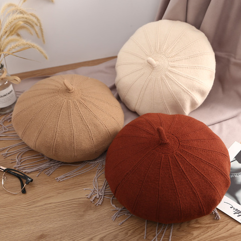 MAXSITI U  Soft wool mixed Beret women's elastic retro painter hat warm knit hat in autumn and winter ► Photo 1/6