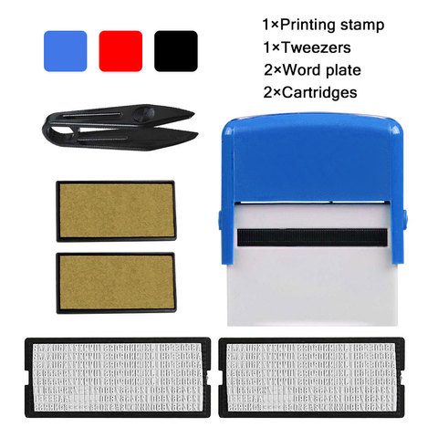 Self-Inking Stamp Set Custom Personalised DIY Business Name Number Address Printing Rubber Stamp + Tweezers Kit Office Supplies ► Photo 1/6