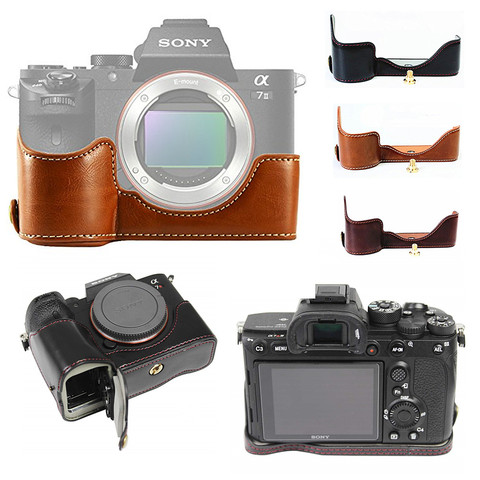 Retro Pu Leather Camera Bag Body Case For Sony A9 A7 A7R A7S A7 IV III II A7R4 A7M3 A9M2 A7M2 A7RM2 A7SM2 A7III A7II A7RIV A7SII ► Photo 1/6