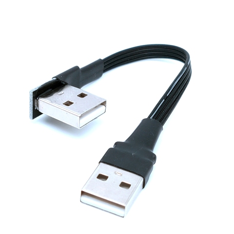Super Flat flexible USB 2.0 A Male to Male 90 Angled Extension Adaptor cable USB2.0 male to male right/left/down/up ► Photo 1/6
