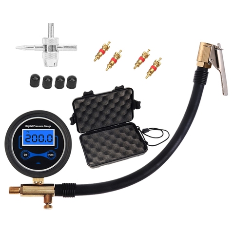 Car Air Tire Inflator Digital Pressure Gauge with Air Chuck & Hose ► Photo 1/6