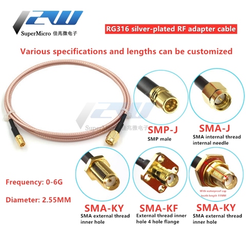 SMP male to SMA female coaxial RF adapter cable SMP-J/SMA-J test line RG316 silver-plated cable ► Photo 1/6