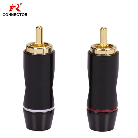 1Pair RCA HIFI Cable Terminals Connector, Male Plug Connector Brass Gold Plated, Audio Video HIFI Terminals ► Photo 1/6
