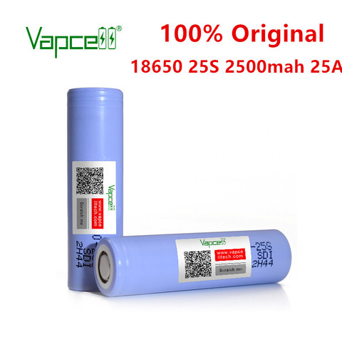 Vapcell 100% original 18650 2500mah 25A 25S li ion battery 3.7V rechargeable lithium batteries cells for flashlight tools ► Photo 1/3