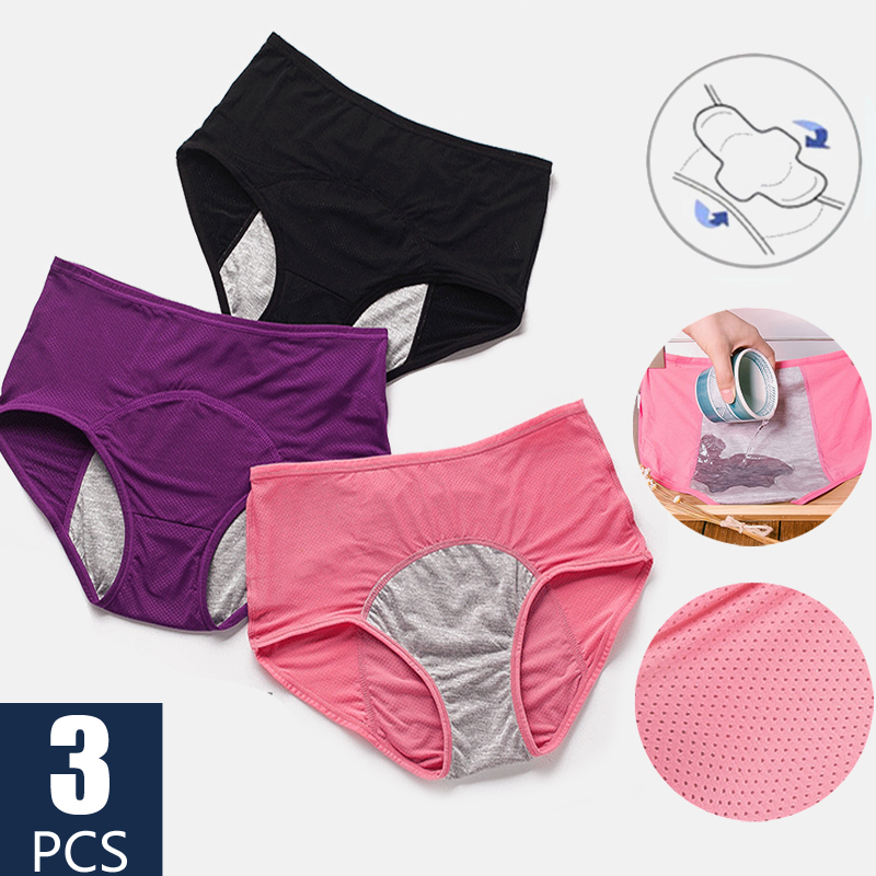 3pcs Leak Proof Menstrual Panties Physiological Underwear Period Waterproof